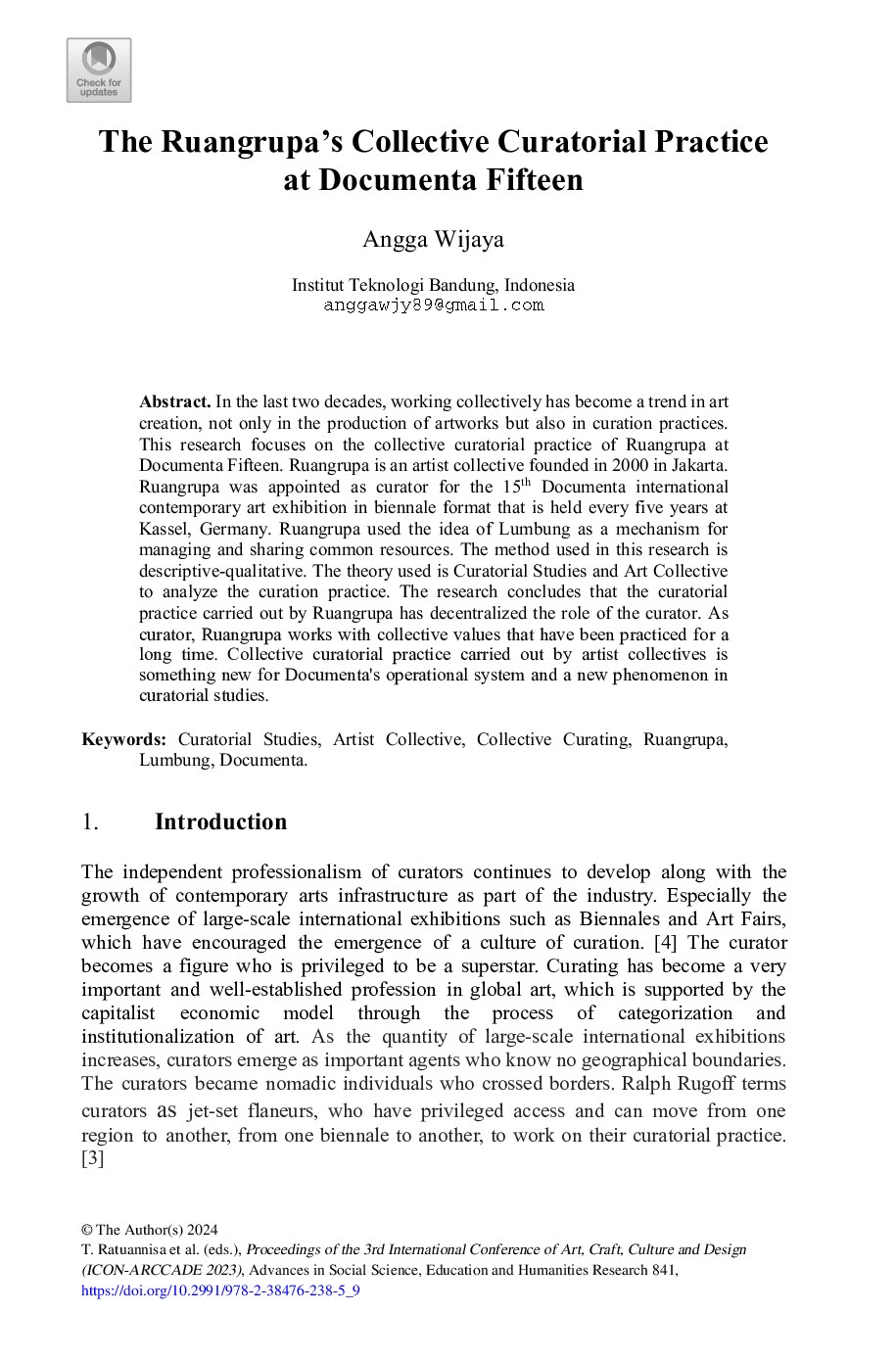 The Ruangrupa’s Collective Curatorial Practice at Documenta Fifteen